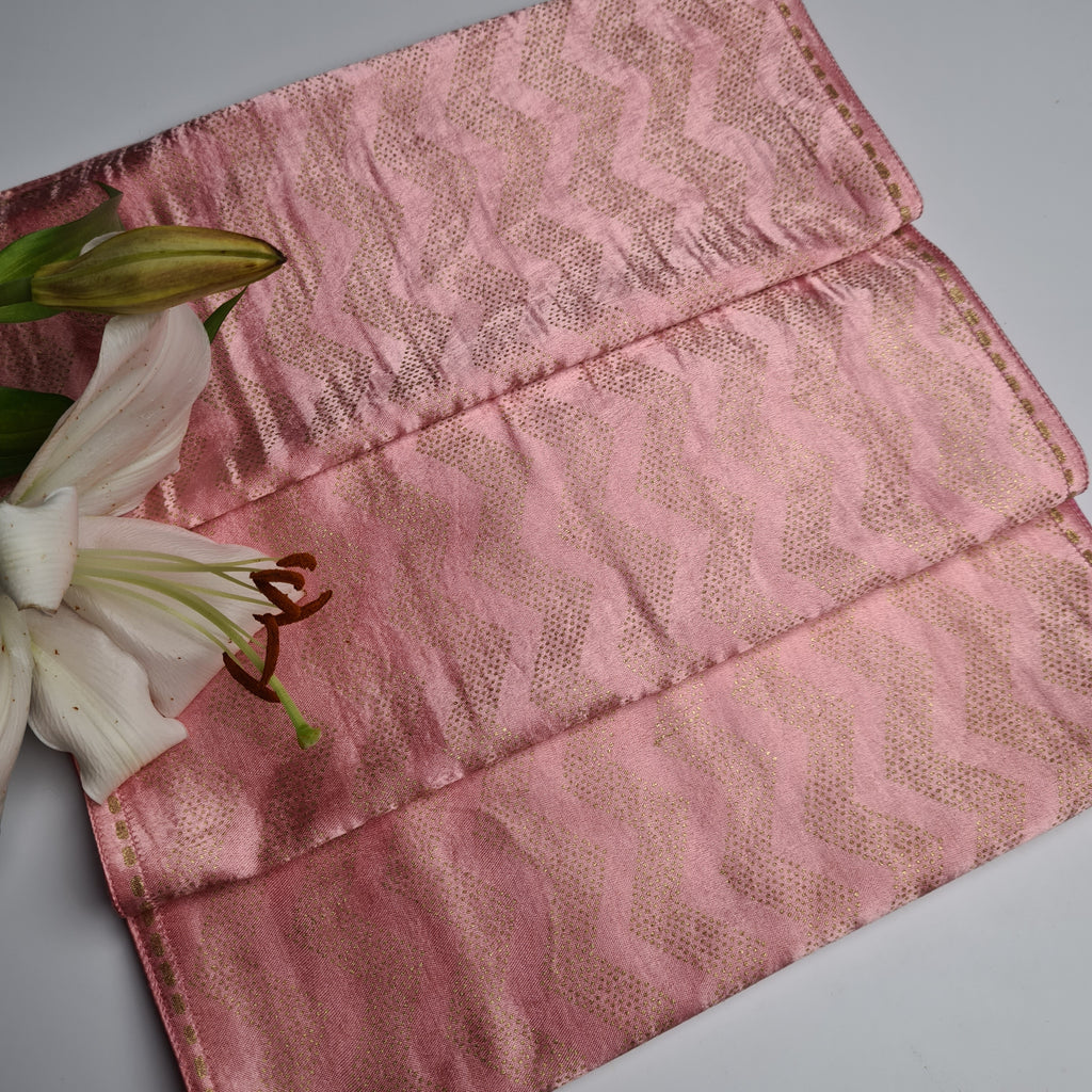 Kaunteya Pink Table Runner- Handloom, silk, thick, pink table runner. 