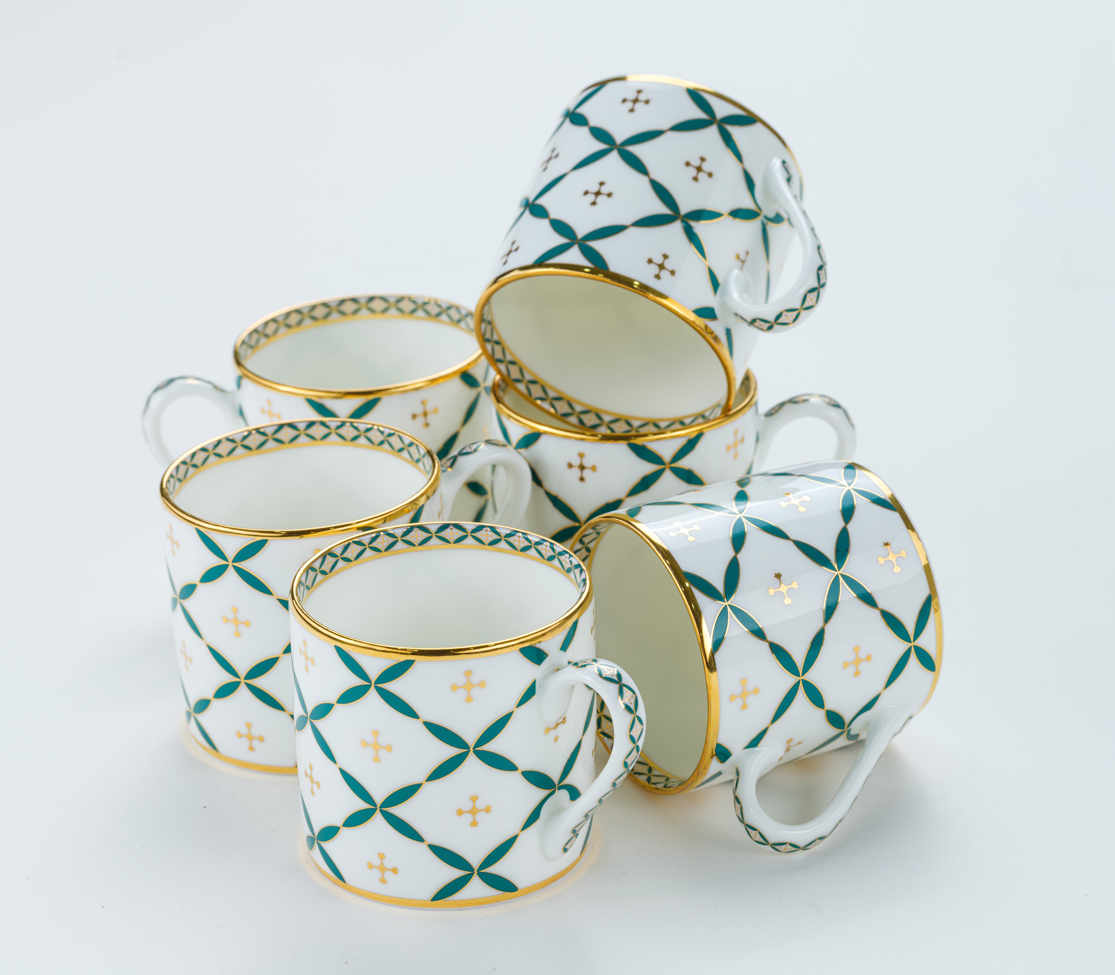 GOLDGIFTIDEAS Silver Plated Brass Antique Cup Saucer Set of 6, Wedding Gift