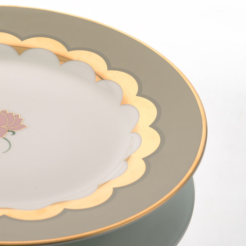 Kuanteya Pichwai Premium Lightwieght fine bone china tableware gold plated beautiful crockery dinner plate