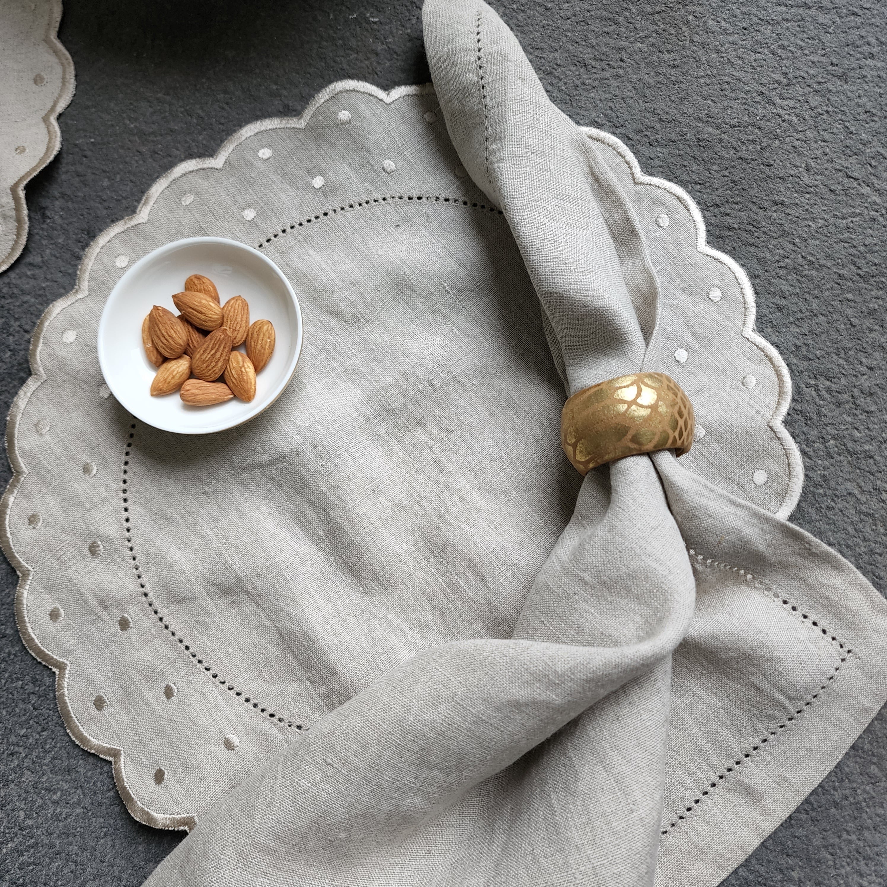 BASIC LINEN NAPKIN (PACK OF 2) - Gray / Beige