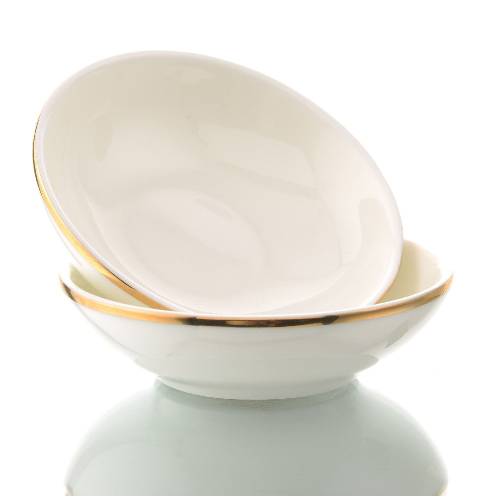Kaunteya Pichwai Premium Dessert Bowl- Lightweight, fine bone china, tableware, luxury dessert bowl, set of 6, 24K gold plated, beautiful gold and white crockery.